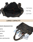 Vintage Large-Capacity Multi-Pocket Shoulder Tote Bag