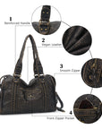 Vintage Large-Capacity Multi-Pocket Shoulder Tote Bag