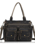 Vintage Utility Multi-Pocket Shoulder Tote Bag