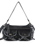 Leopard-Print Multi-Pocket Baguette Shoulder Bag