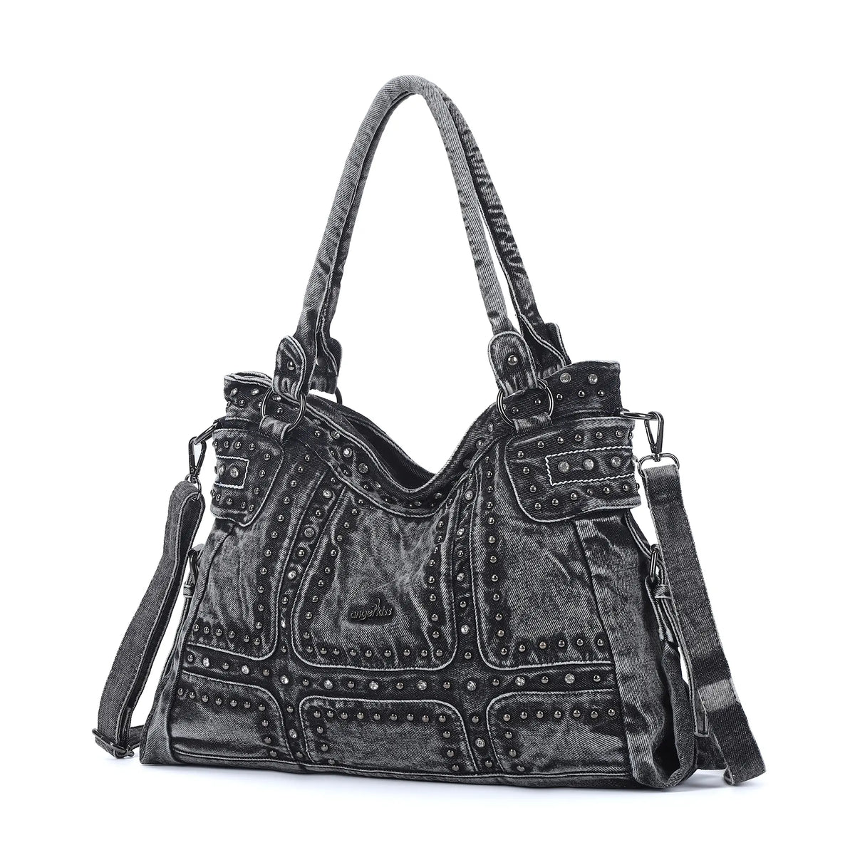 Rock-Chic Studded Tote Shoulder Bag