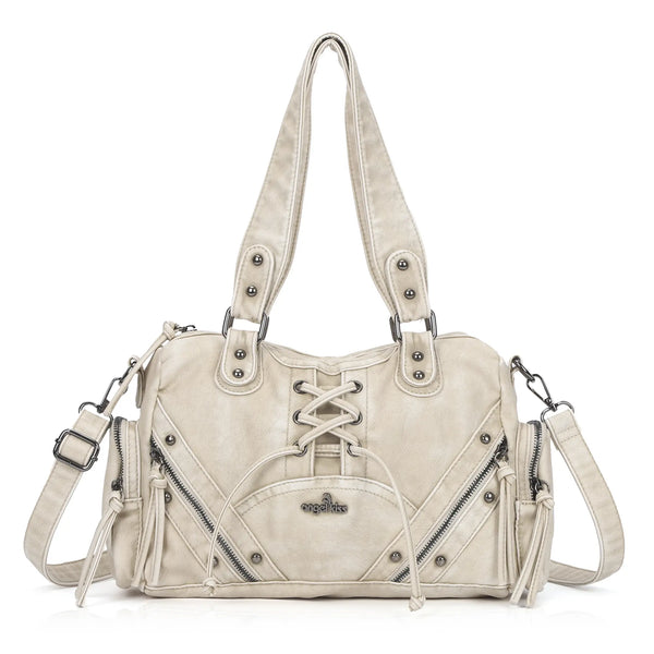 Moto Lace-Up Convertible Shoulder Tote Bag