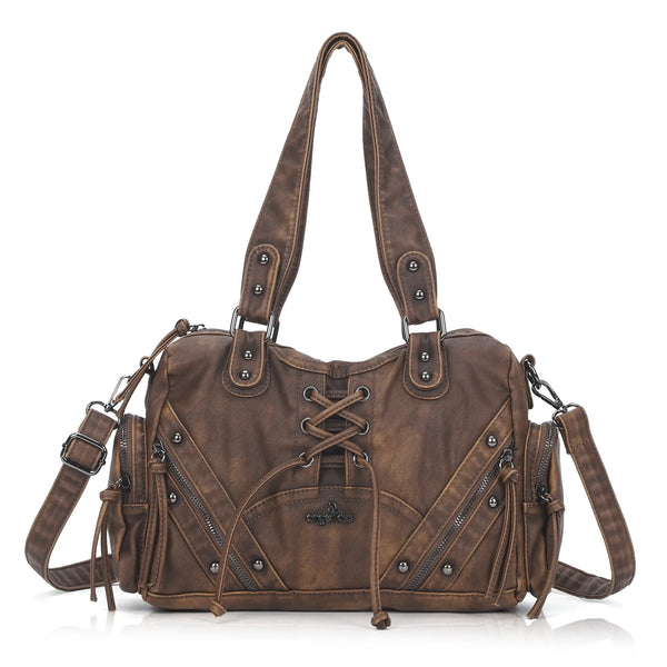 Moto Lace-Up Convertible Shoulder Tote Bag