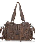 Moto Lace-Up Convertible Shoulder Tote Bag