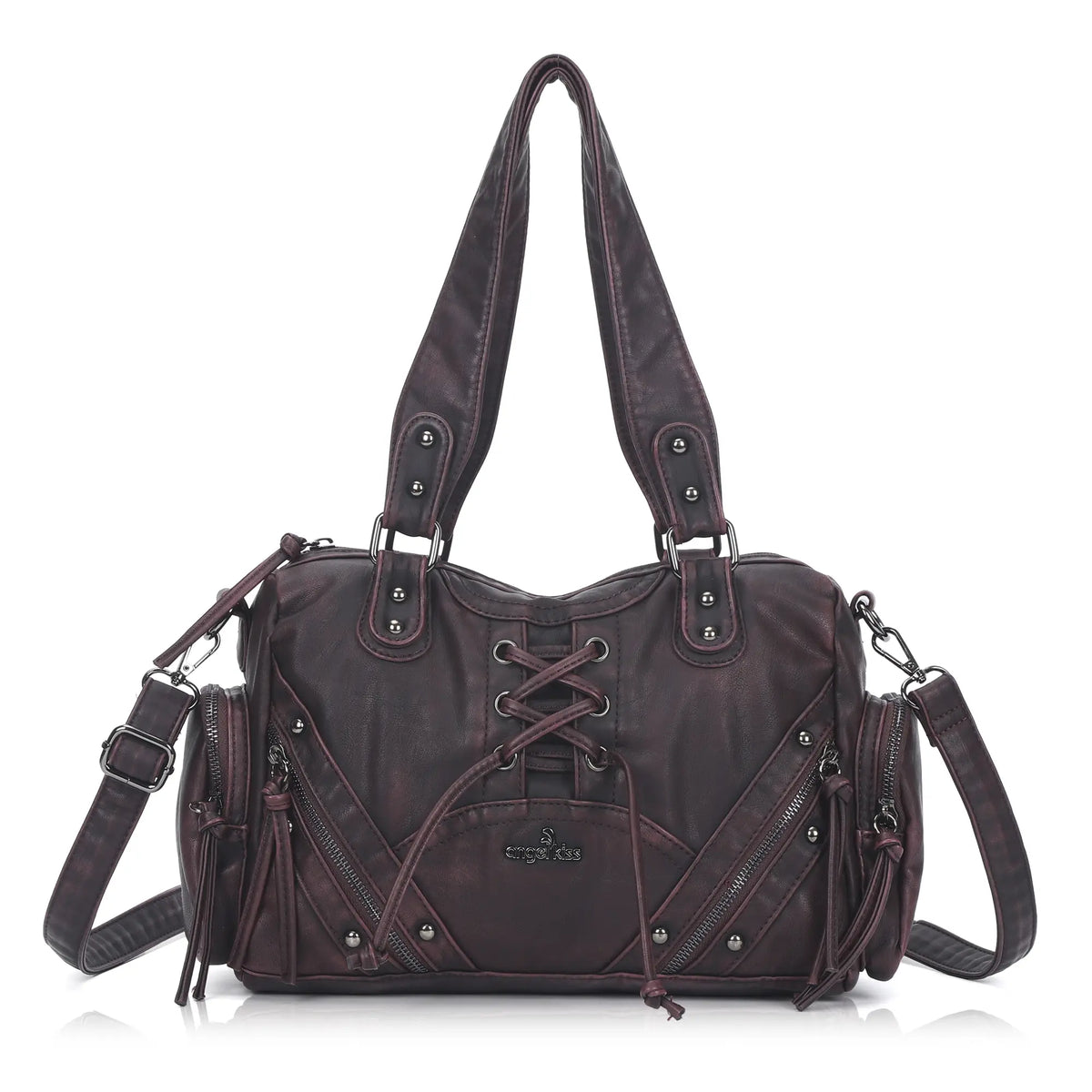 Moto Lace-Up Convertible Shoulder Tote Bag
