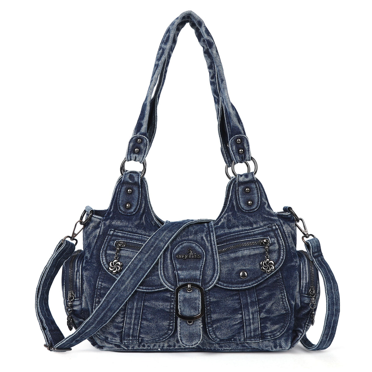 Women's Vintage Denim Multi-compartment High Capacity Hobo Bag | Angel Kiss Bag-Angelkiss Bag