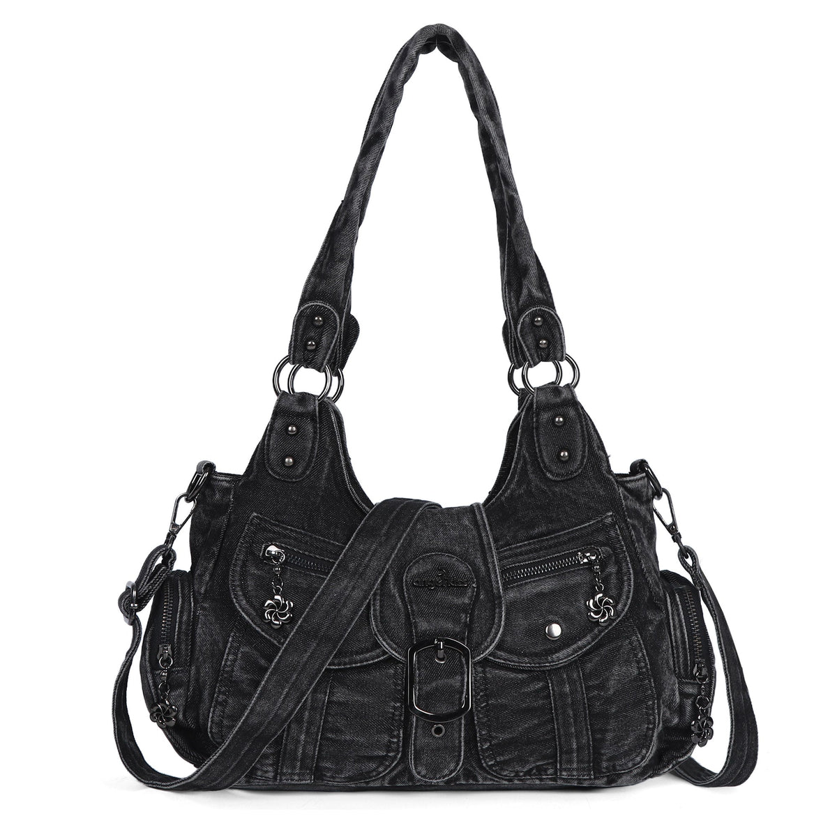 Women's Vintage Denim Multi-compartment High Capacity Hobo Bag | Angel Kiss Bag-Angelkiss Bag