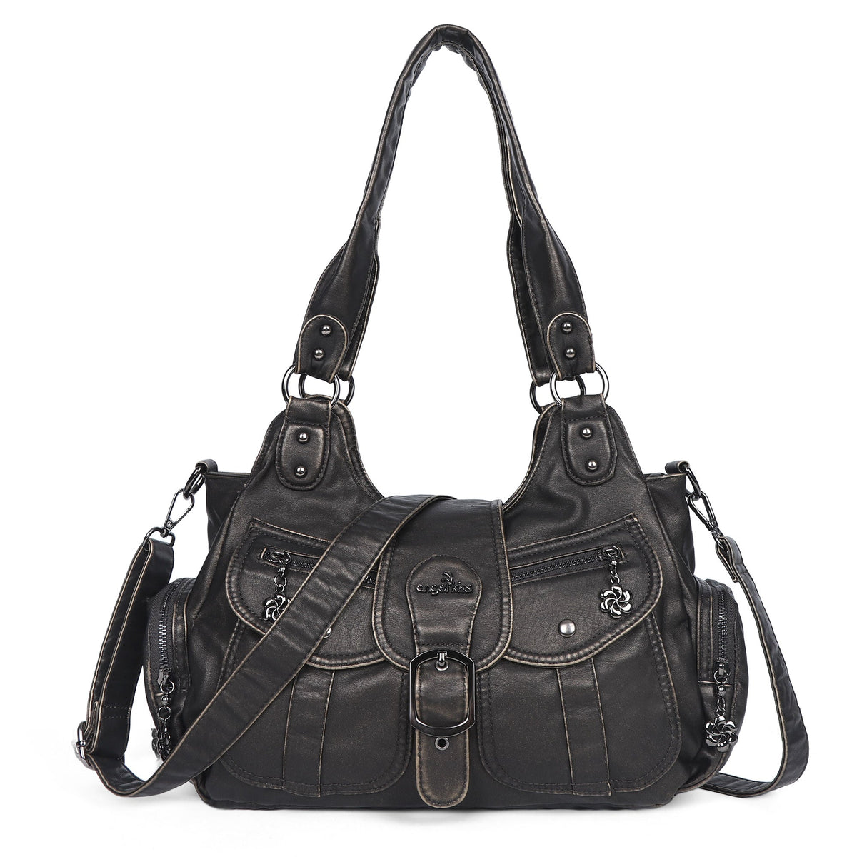 Women's retro fashion multi-compartment large capacity hobo bag | angel kiss bag-Angelkiss Bag