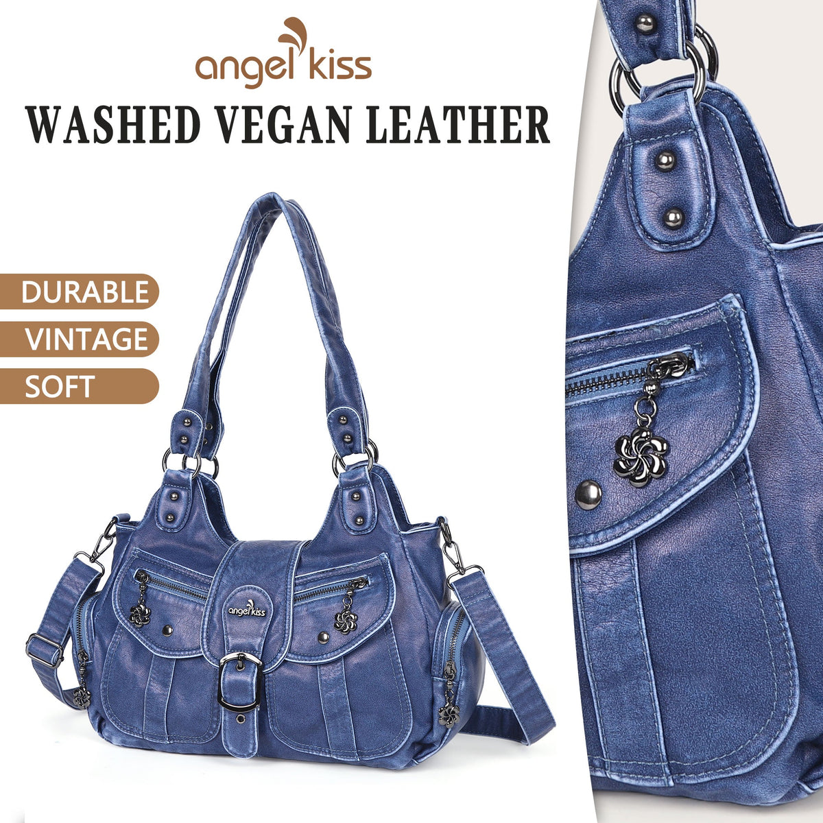 Women's retro fashion multi-compartment large capacity hobo bag | angel kiss bag-Angelkiss Bag