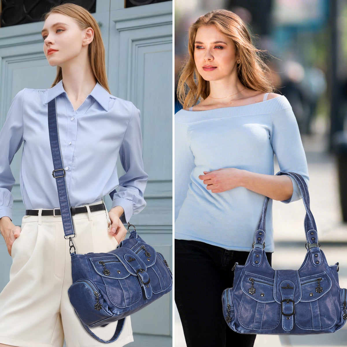Women's retro fashion multi-compartment large capacity hobo bag | angel kiss bag-Angelkiss Bag