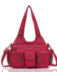 Retro Utility Multi-Pocket PU Leather Crossbody Bag