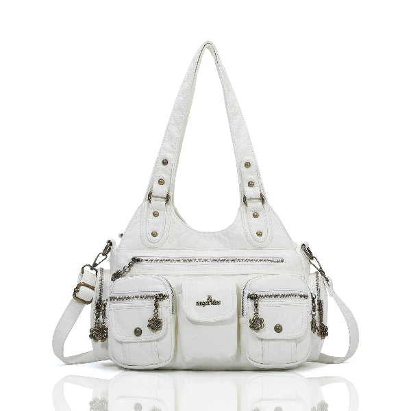 Retro Utility Multi-Pocket PU Leather Crossbody Bag