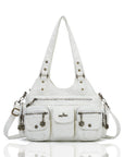 Retro Utility Multi-Pocket PU Leather Crossbody Bag
