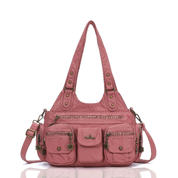 Retro Utility Multi-Pocket PU Leather Crossbody Bag