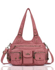 Retro Utility Multi-Pocket PU Leather Crossbody Bag