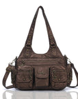 Retro Utility Multi-Pocket PU Leather Crossbody Bag