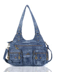 Retro Utility Multi-Pocket PU Leather Crossbody Bag
