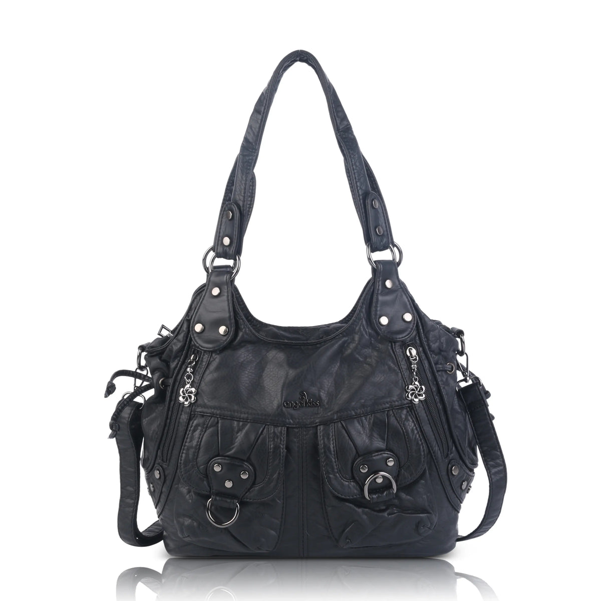 Vintage Wide-Strap Hobo Shoulder Bag