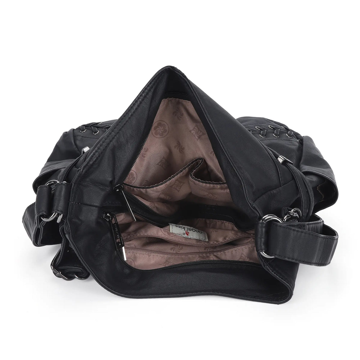 Vintage Multi-Zip Biker Hobo Shoulder Bag