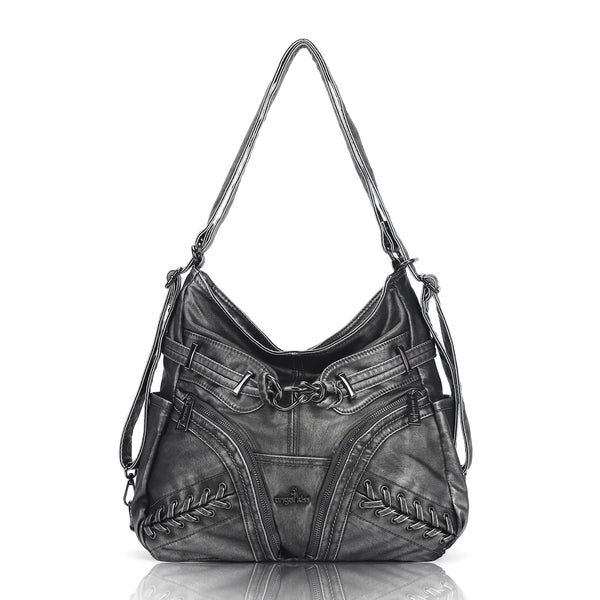 Vintage Multi-Zip Biker Hobo Shoulder Bag