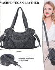 Washed Curved-Panel Slouchy Hobo Shoulder Bag