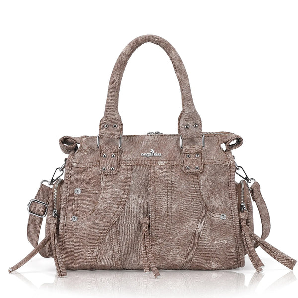 Textured Utility Multi-Pocket Satchel Bag