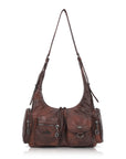 Shoulder Bag – Vintage Crescent with Flower Zip Charms