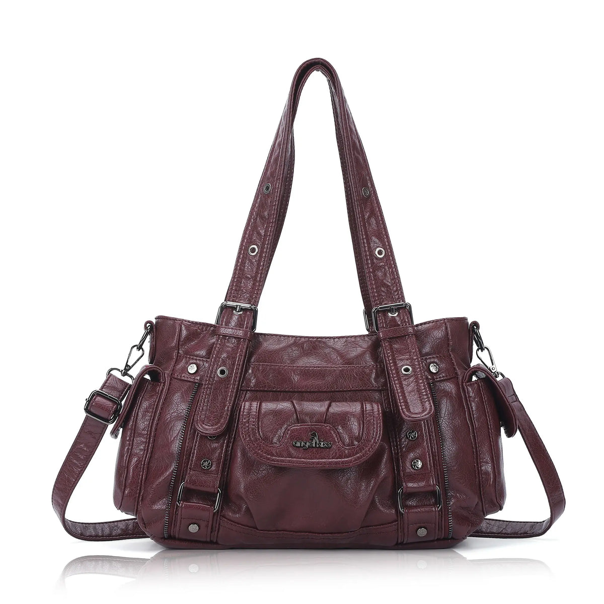 Utility-Inspired Multi-Pocket PU Tote Bag