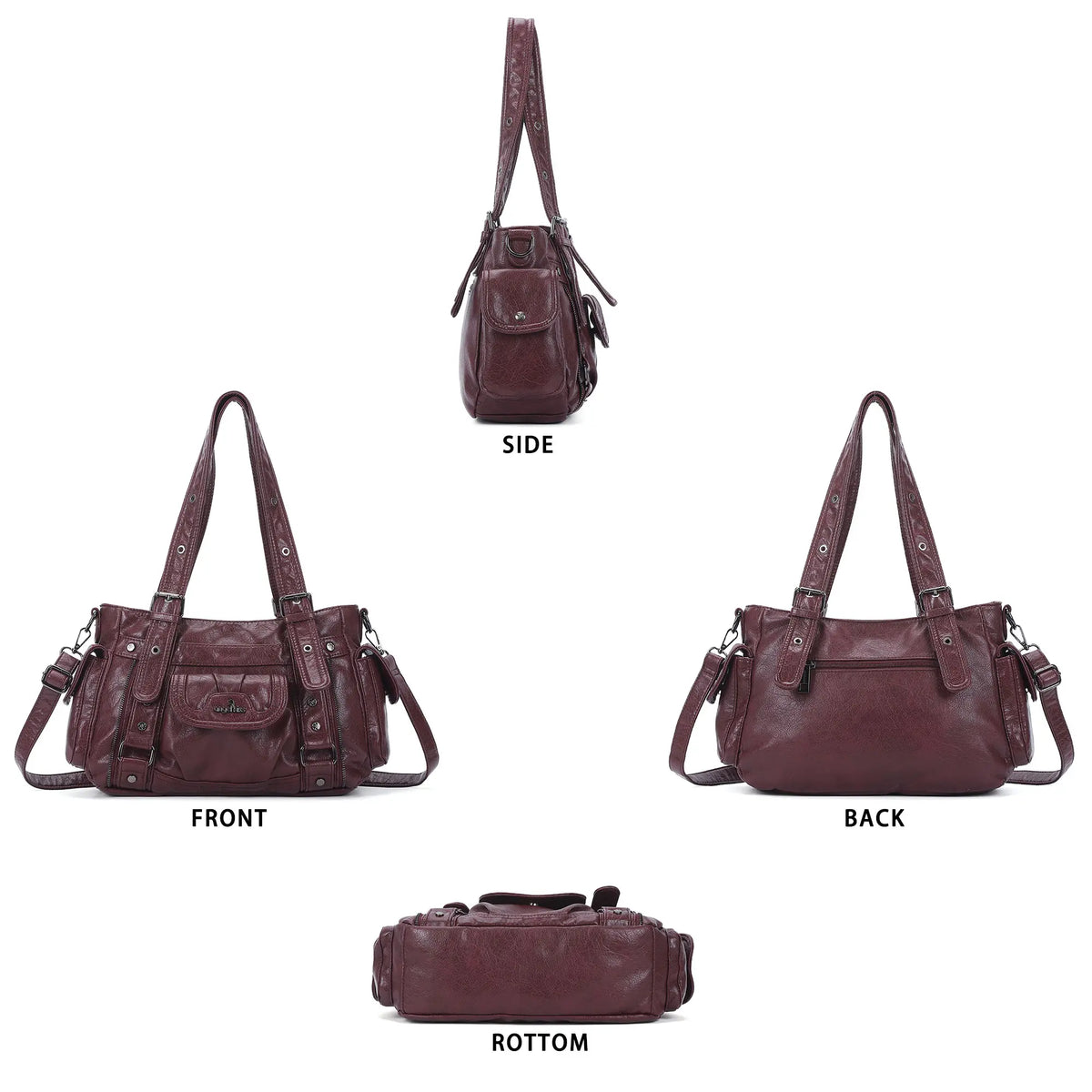 Utility-Inspired Multi-Pocket PU Tote Bag