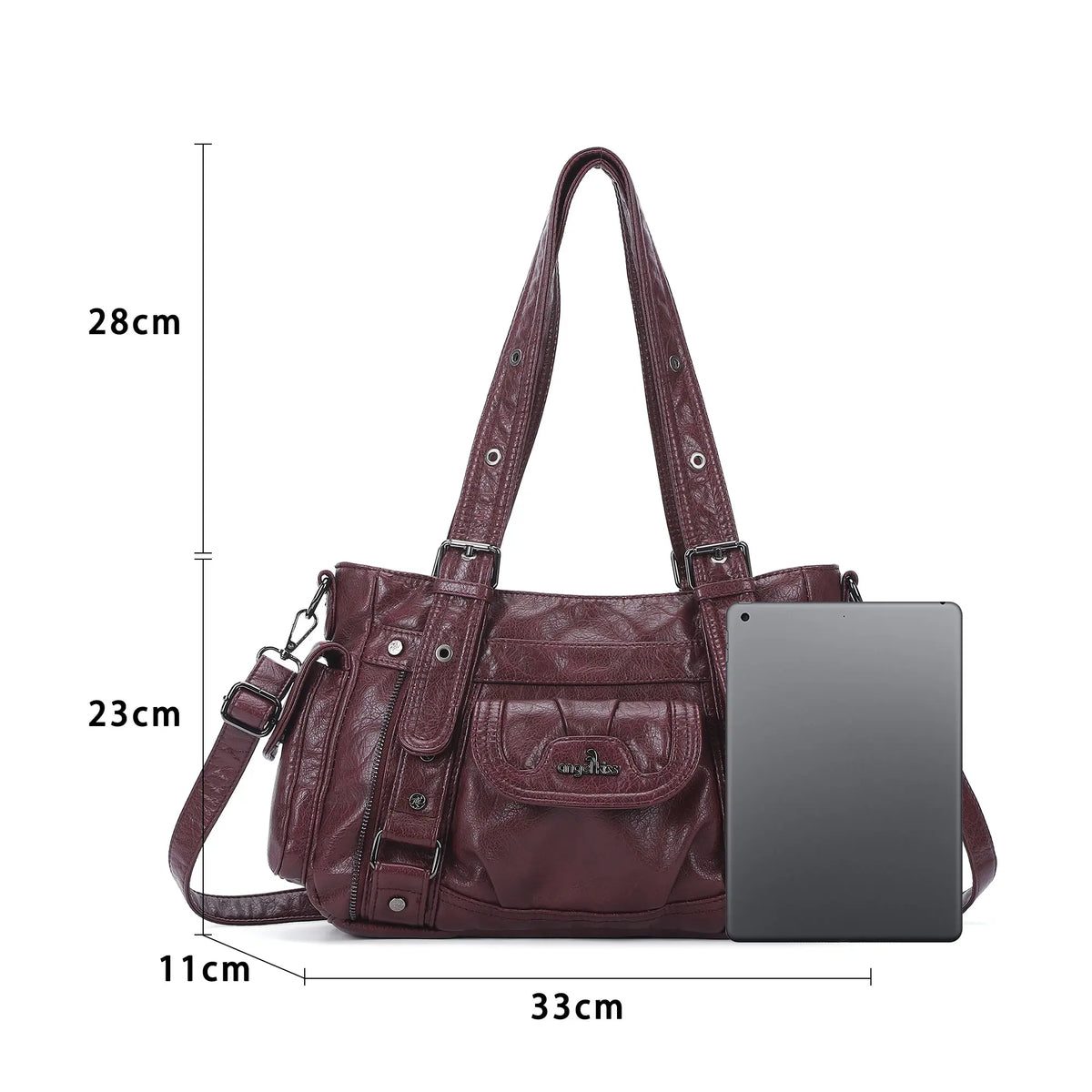 Utility-Inspired Multi-Pocket PU Tote Bag