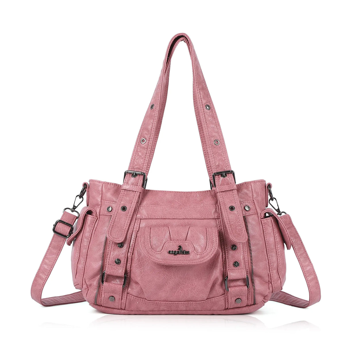 Utility-Inspired Multi-Pocket PU Tote Bag