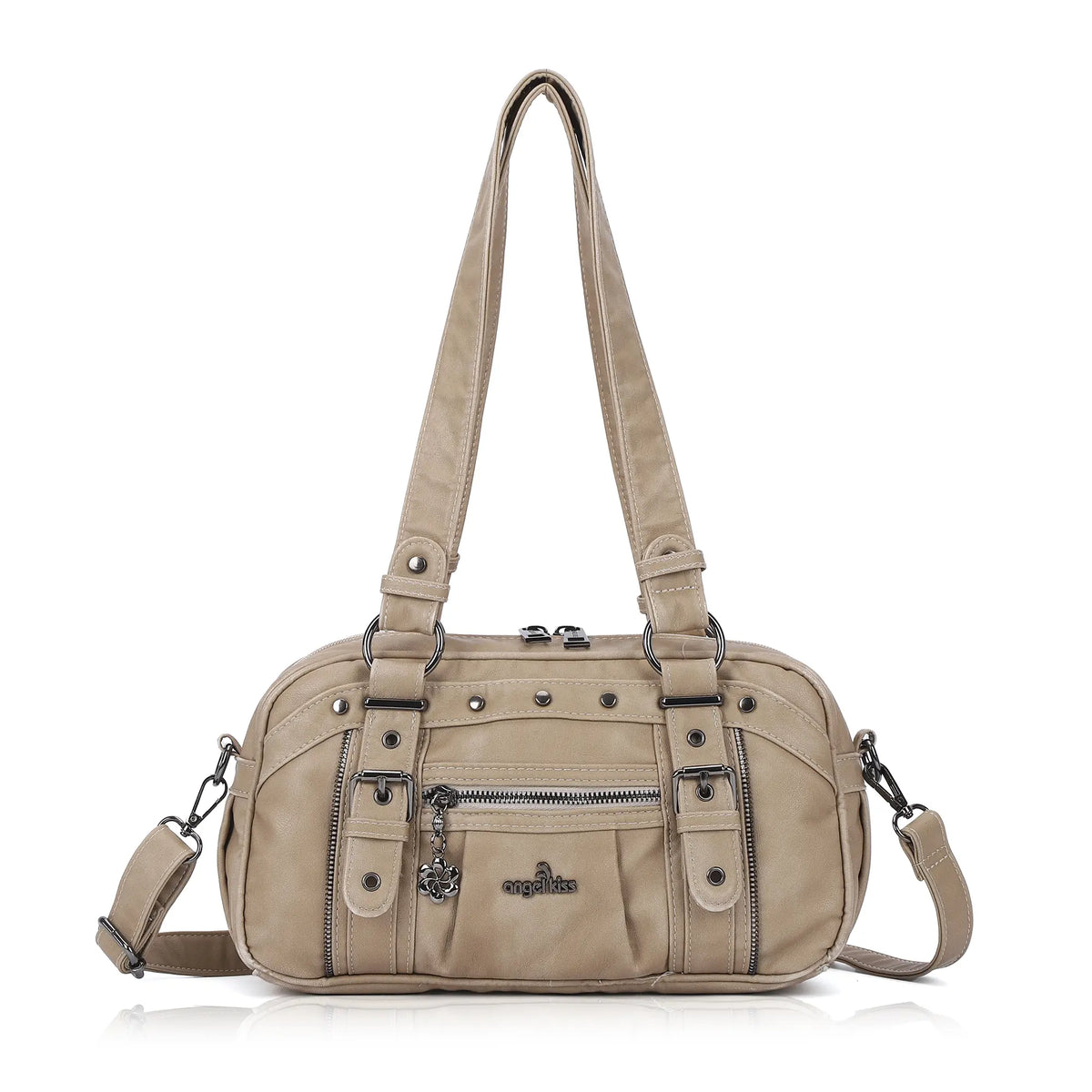 Vintage Multi-Pocket PU Bowling Shoulder Bag