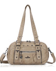 Vintage Multi-Pocket PU Bowling Shoulder Bag