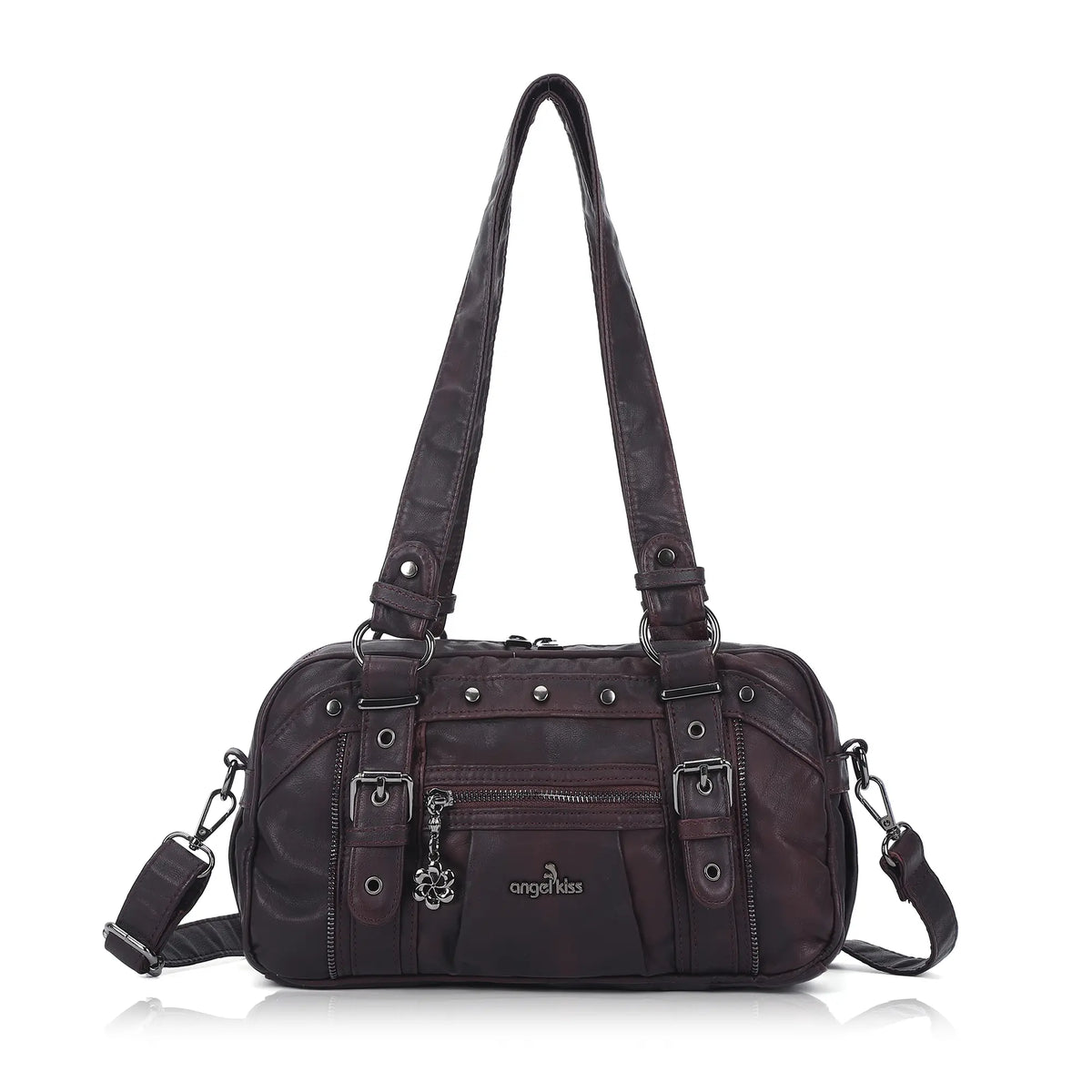 Vintage Multi-Pocket PU Bowling Shoulder Bag