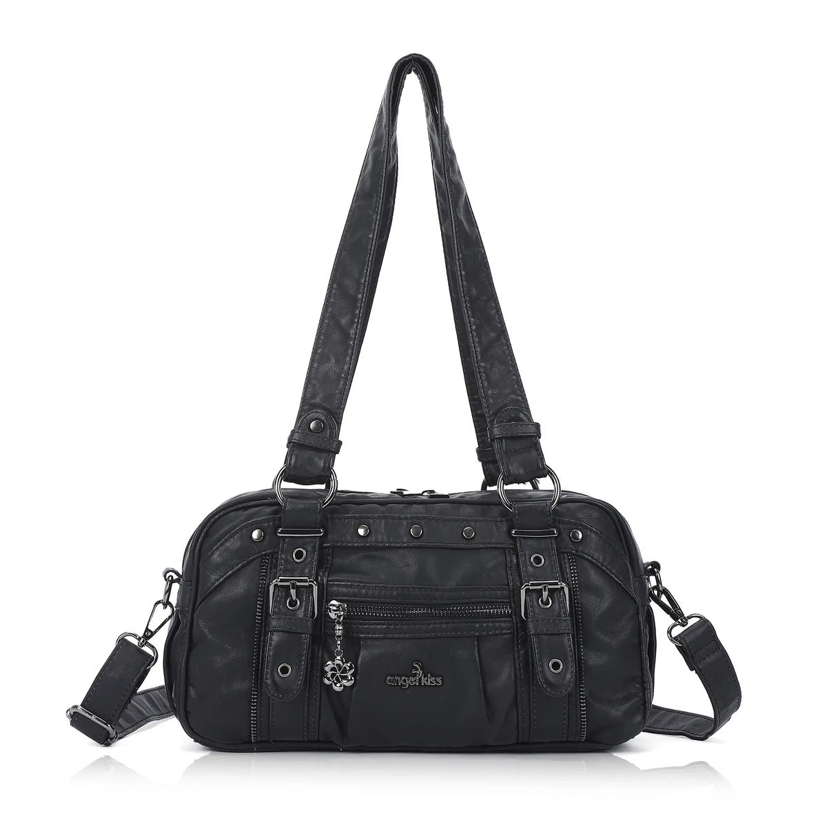 Vintage Multi-Pocket PU Bowling Shoulder Bag