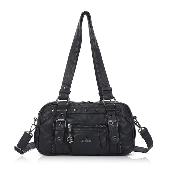 Vintage Multi-Pocket PU Bowling Shoulder Bag