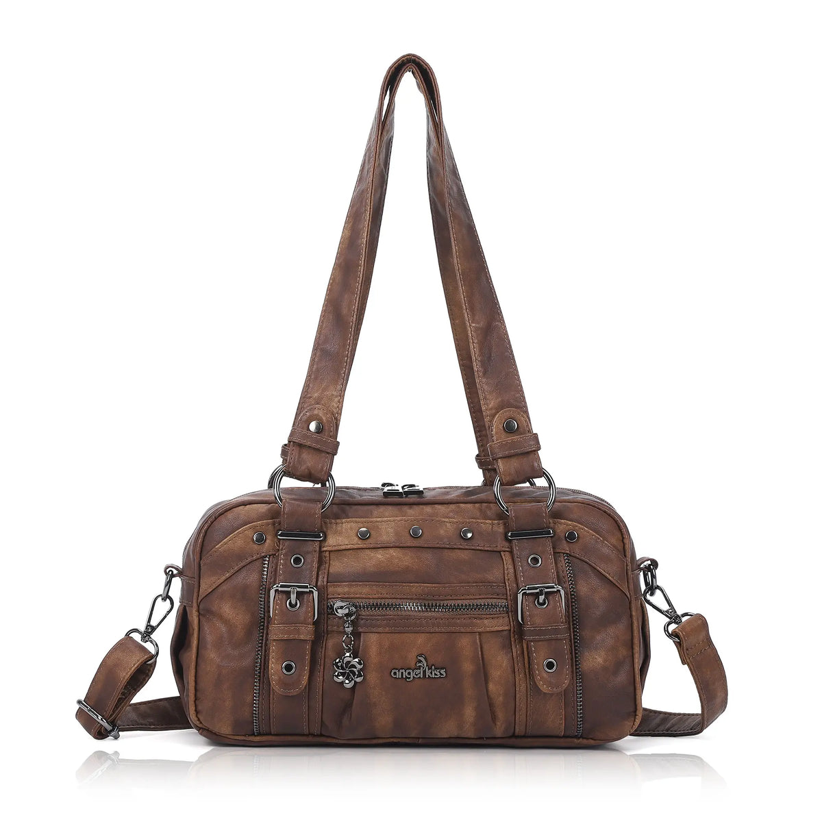 Vintage Multi-Pocket PU Bowling Shoulder Bag