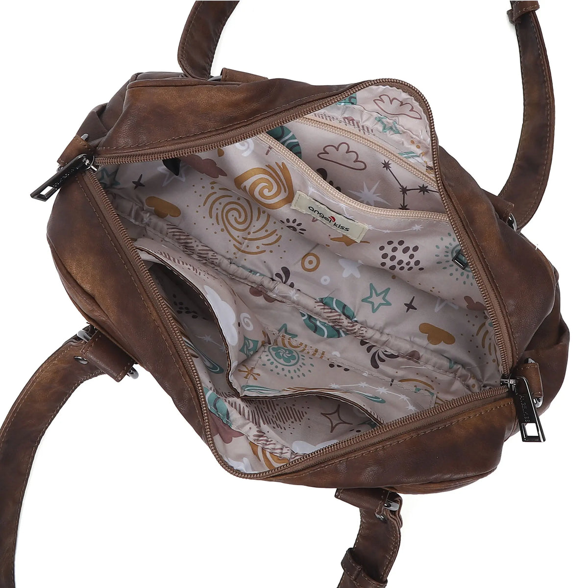 Vintage Multi-Pocket PU Bowling Shoulder Bag