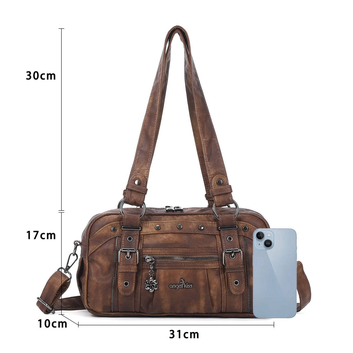 Vintage Multi-Pocket PU Bowling Shoulder Bag