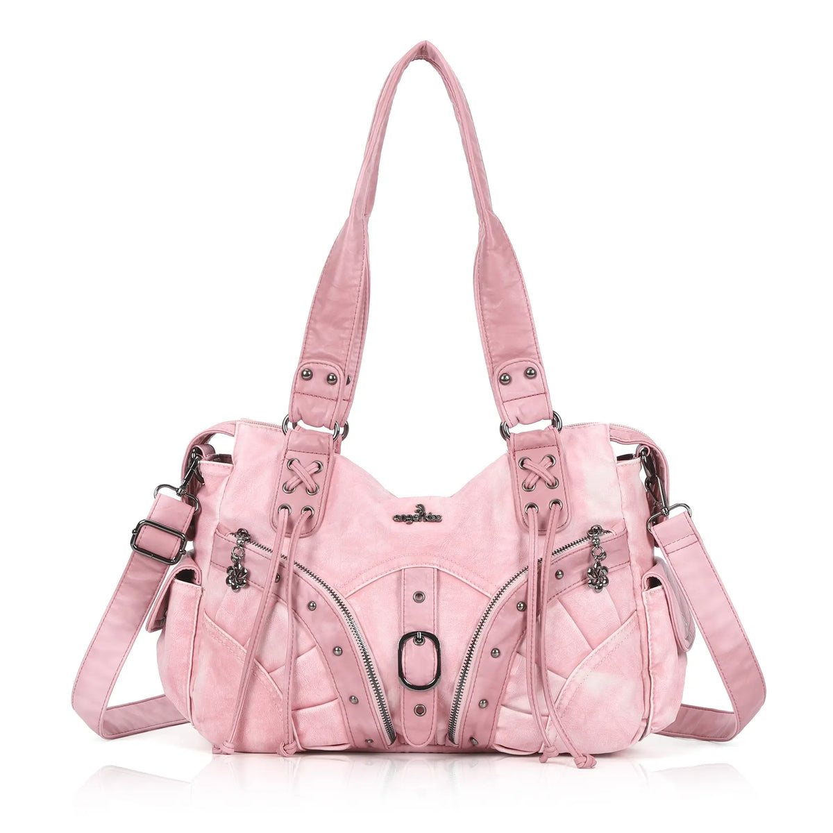 Shoulder Bag – Vintage Multi-Pocket Studded Moto Style