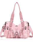 Shoulder Bag – Vintage Multi-Pocket Studded Moto Style