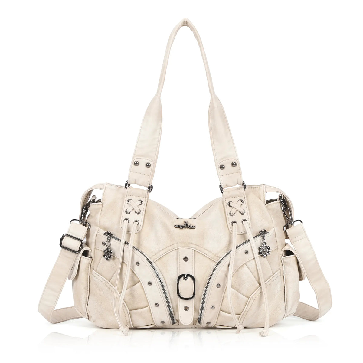 Shoulder Bag – Vintage Multi-Pocket Studded Moto Style
