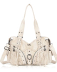 Shoulder Bag – Vintage Multi-Pocket Studded Moto Style