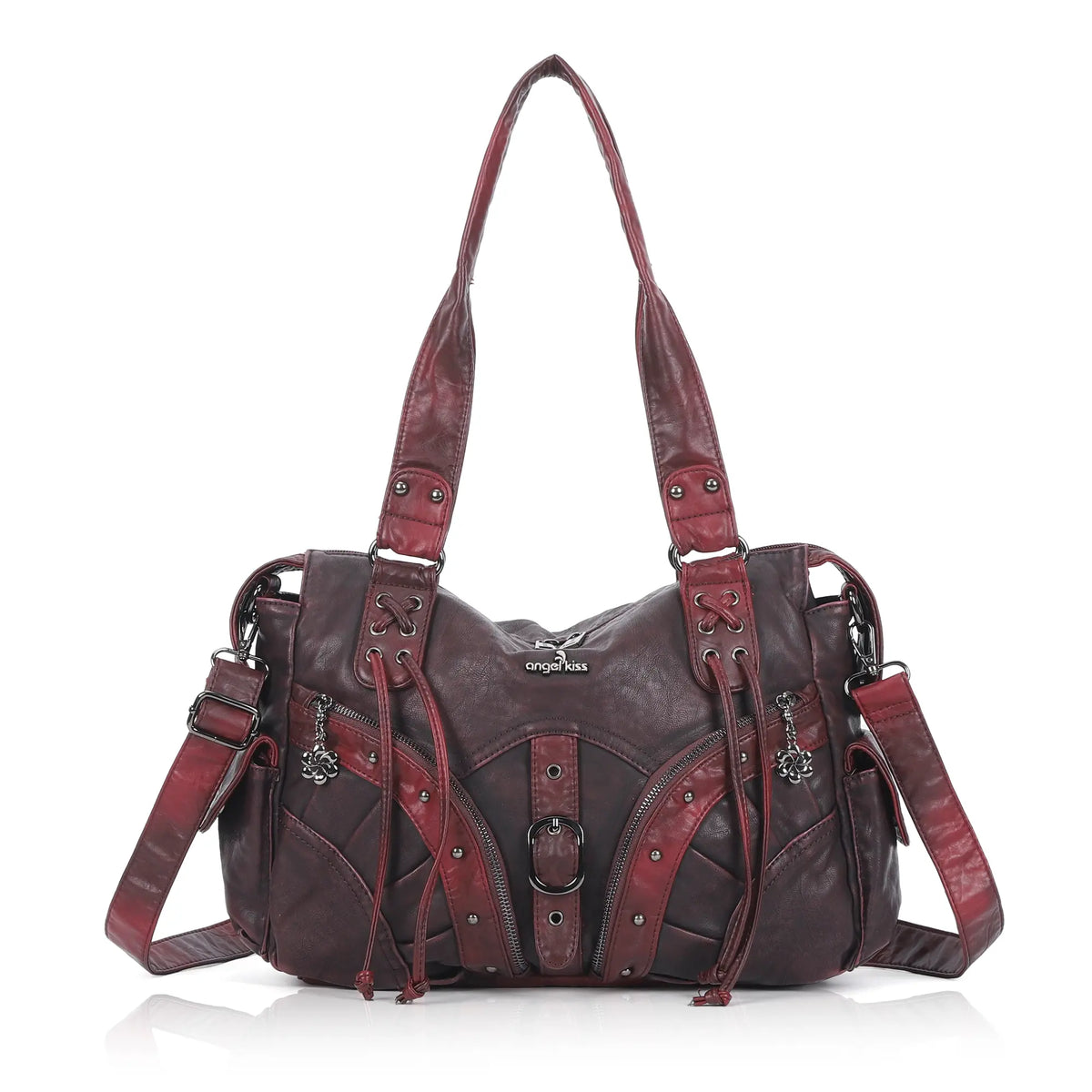Shoulder Bag – Vintage Multi-Pocket Studded Moto Style