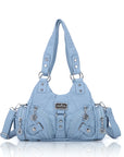 Moto-Style Zip-Detail Multi-Pocket Shoulder Bag