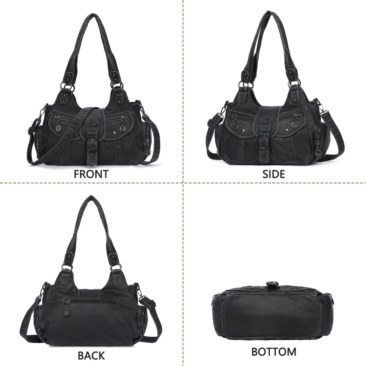 Women's retro fashion multi-compartment large capacity hobo bag | angel kiss bag-Angelkiss Bag