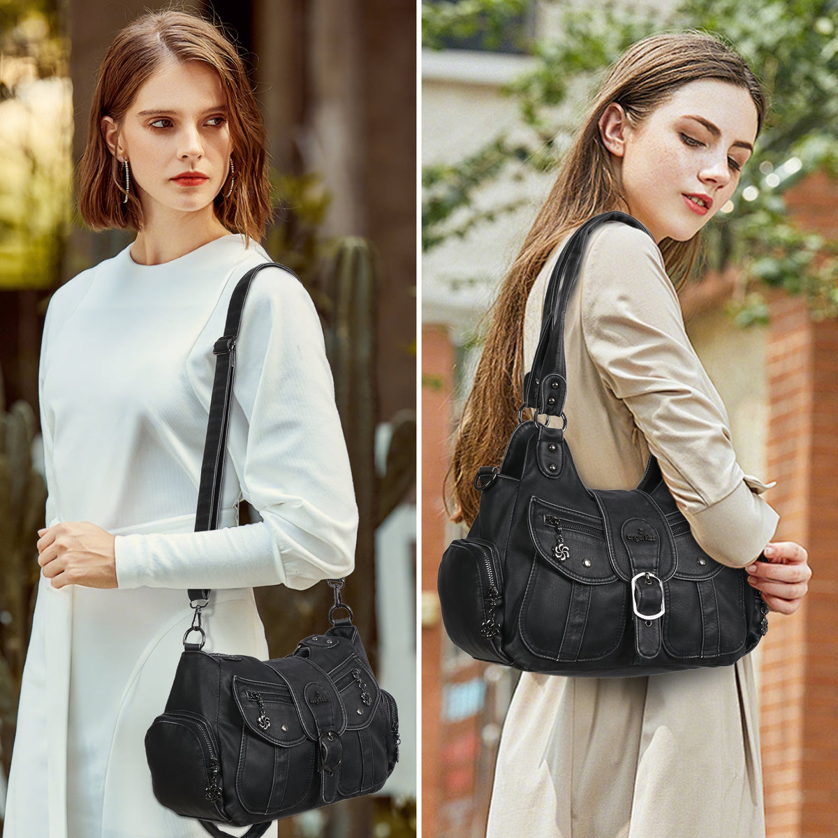 Women's retro fashion multi-compartment large capacity hobo bag | angel kiss bag-Angelkiss Bag