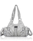 Moto-Style Zip-Detail Multi-Pocket Shoulder Bag