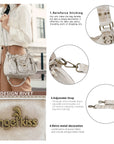 Washed Western Studded Shoulder Tote Bag with Lace-Up Detail