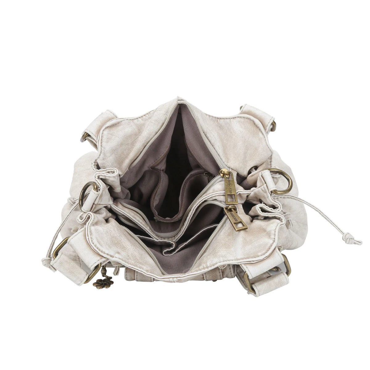 Washed Western Studded Shoulder Tote Bag with Lace-Up Detail